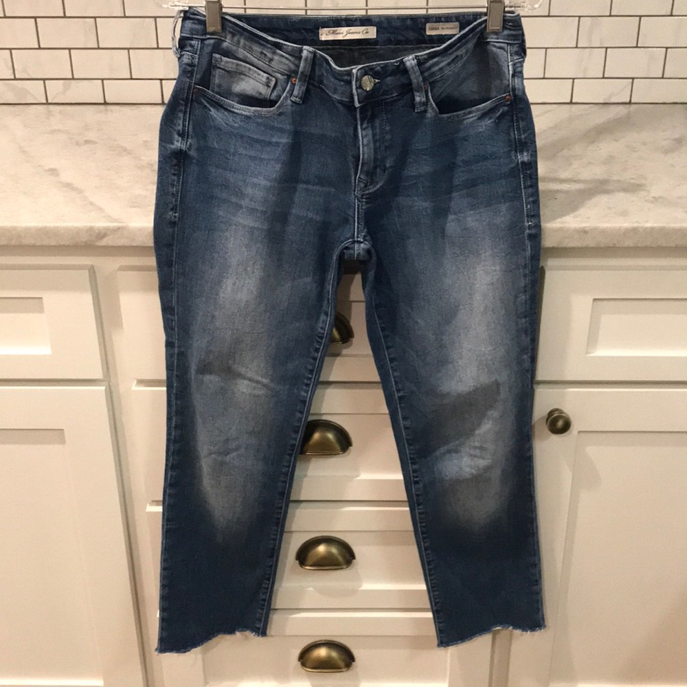 Mavis Boyfriend Jeans Womens 27 Blue Emma Raw Hem Caual Boho Designer Minimalist
